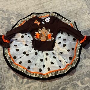Emily Rose Thanksgiving Turkey Polka Dot Kids Dress